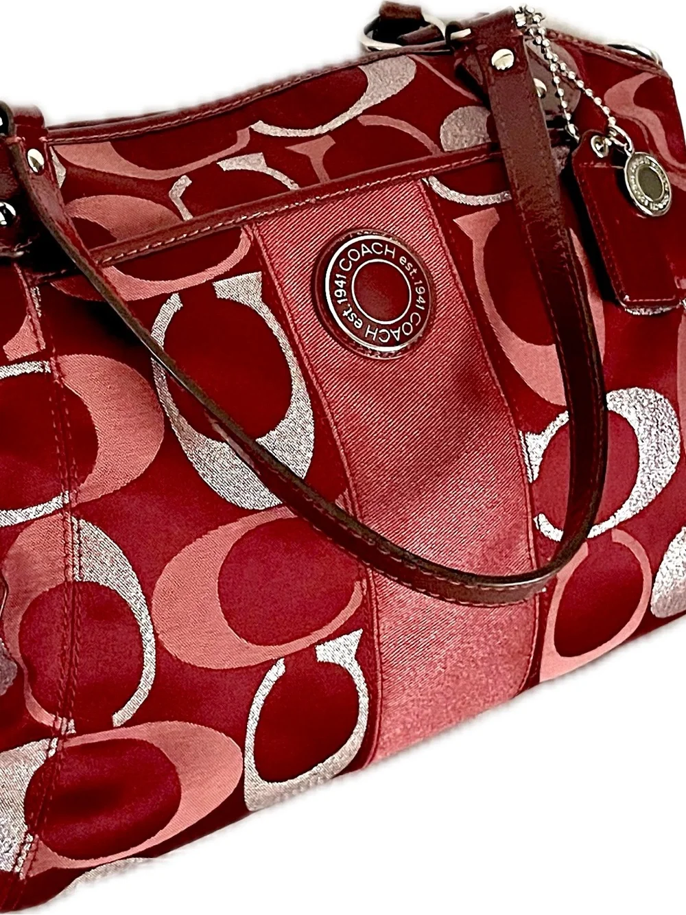 Coach Signature Jacquard Metallic C’s Shoulder/Crossbody Bag w/Snap Head Charm